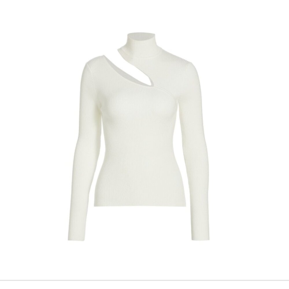 Ramy Brook Lexi Cut Out Sweater White Size XL 9046